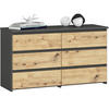 KOMMODE Grau, Eiche Artisan 35x100x57 cm - Eiche Artisan/Grau, Holzwerkstoff (100/57/35cm) - Akord