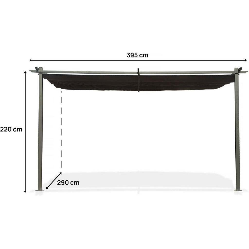Thumbnail - Habitat Garten Pergola, Grau, Metall, 290x231x395 cm, Sonnen- & Sichtschutz, Pavillons & Pergolas, Pergolas