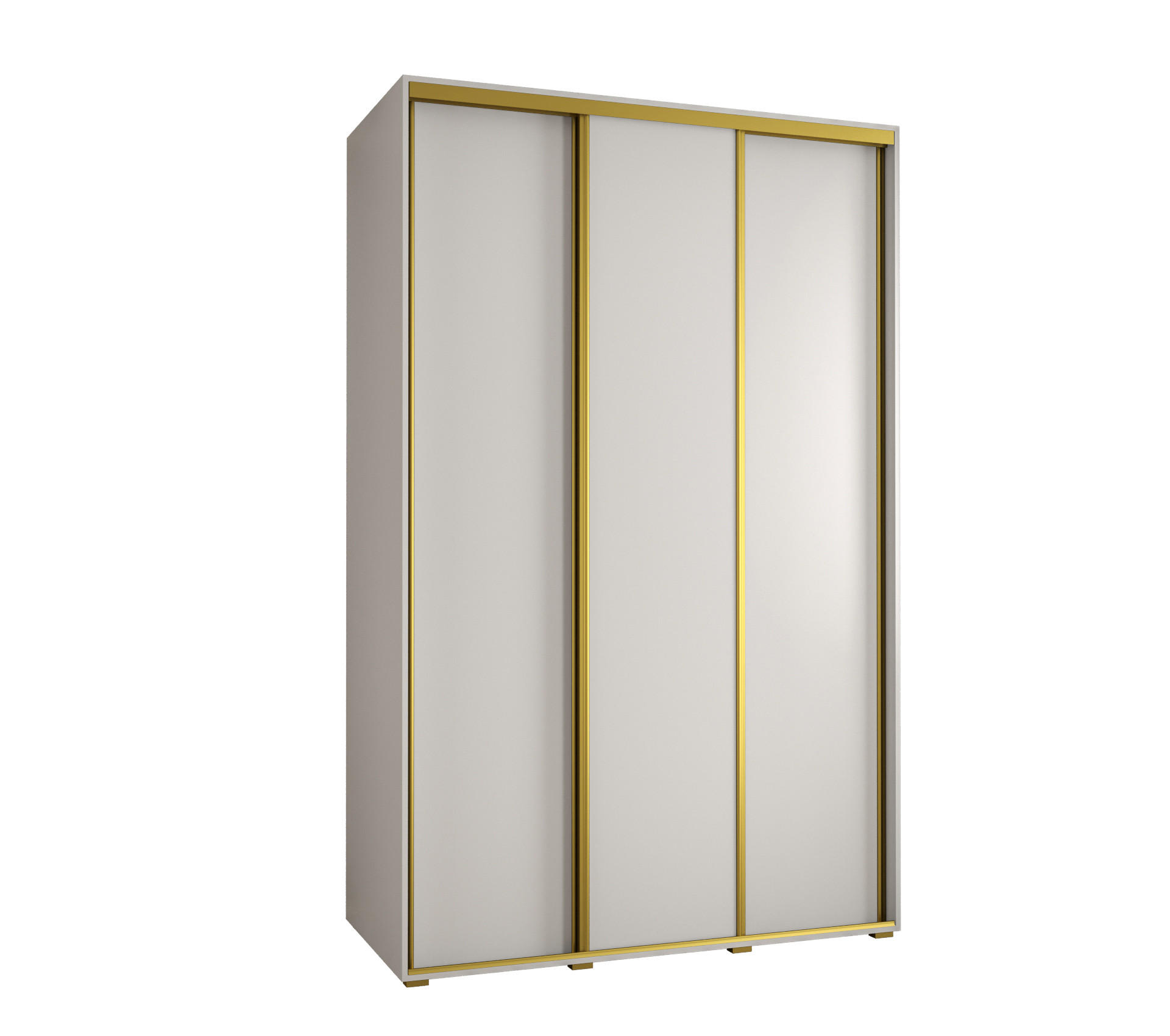 Abiks Möbel Schwebetürenschrank Weiß, Weiß, Gold 150x235x45 cm