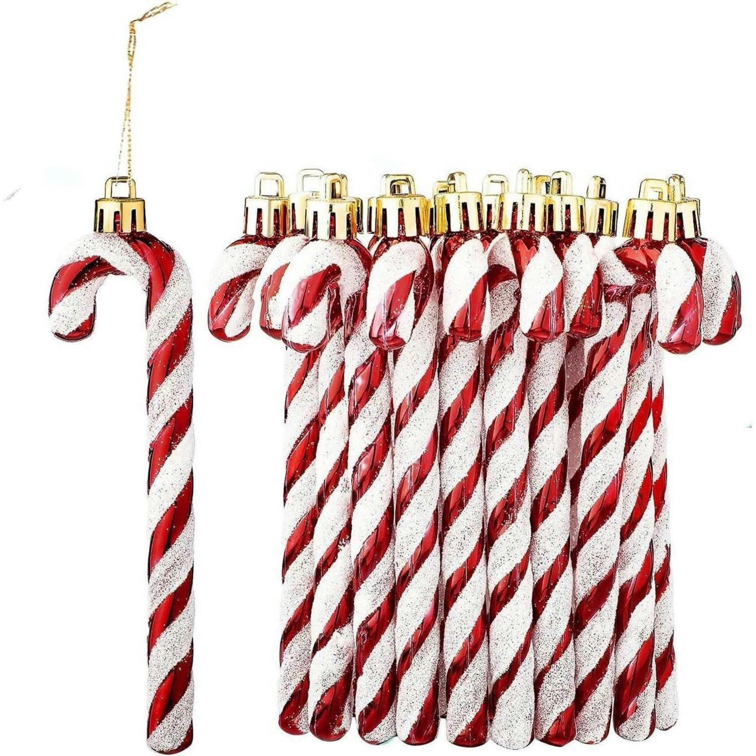 WEIHNACHTSBAUMSCHMUCK 12-teiliges Set Zuckerstangen rot-weiß - Multicolor, Kunststoff (3/1/10cm)