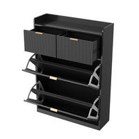 SCHUHSCHRANK Schwarz 80/24/110 cm mit Schubladen und Metallgriffen, Schuhkommode für Flur - Weiß, Holz (24/80/110cm) - PARAFTA HOME