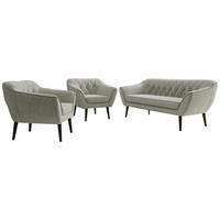 SEDACÍ SOUPRAVA 3+1+1 PIRS - Světle šedá Strukturovaná látka - Černé nohy - černá/stříbrná, kompozitní dřevo/textil (180/75/74cm) - MKS