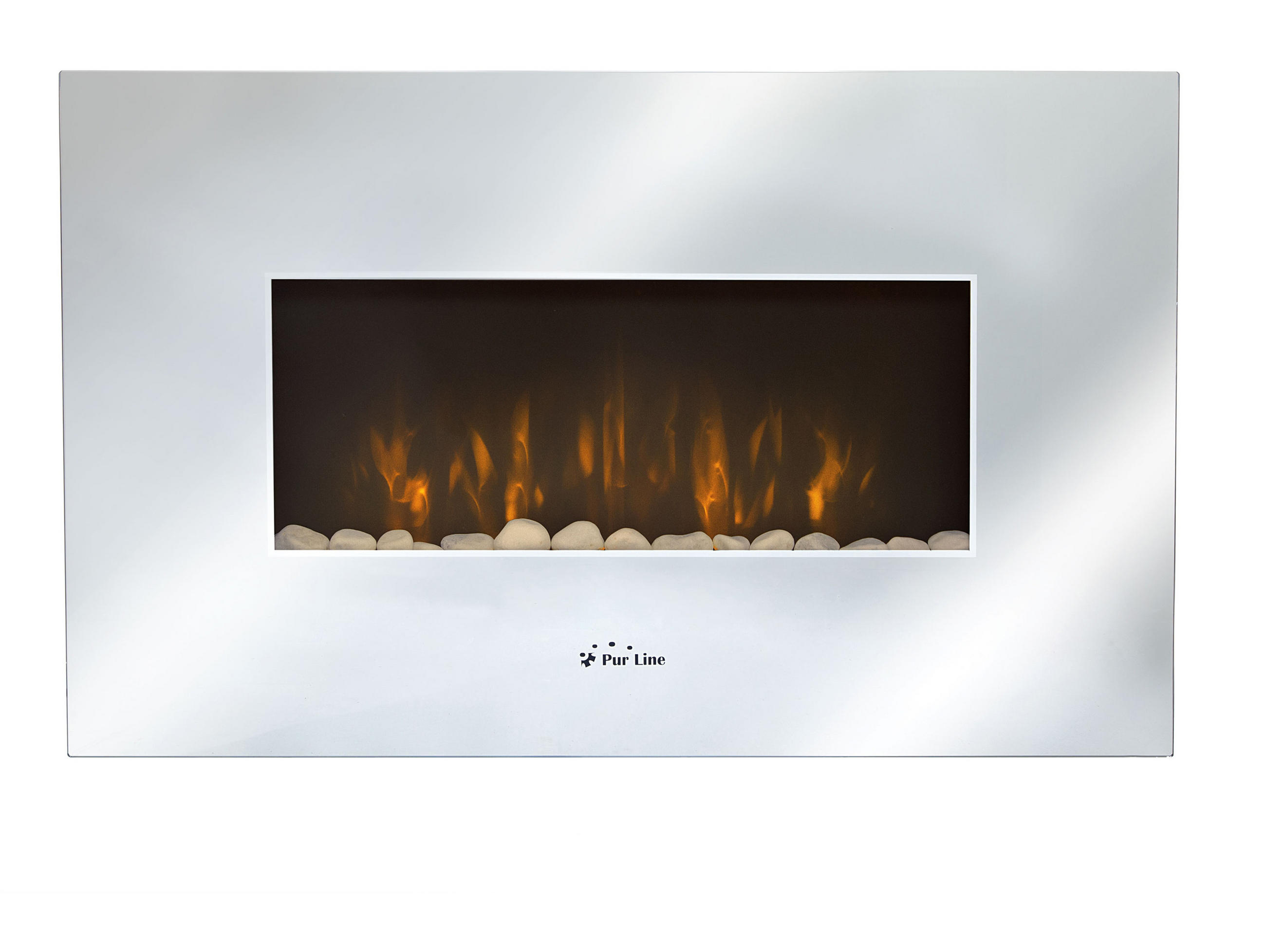 ELEKTROKAMIN Silber Wandmodell mit Heizung 2000 W - Silberfarben, Glas (91/56/11cm) - Purline