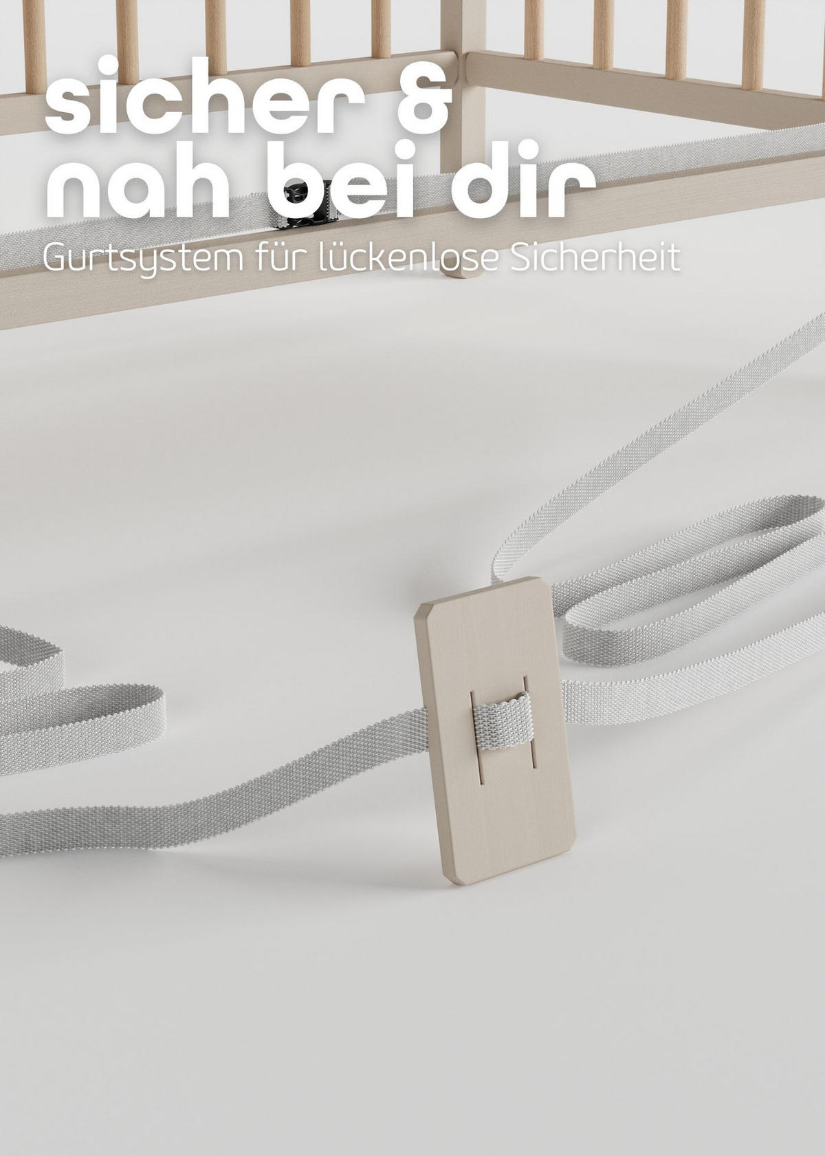 BEISTELLBETT mit Umbauseite - sahara dust/natur - Dreamy 4 in 1 Bett - Sandfarben/Naturfarben, Holz (120/90/60cm) - Sämann – make a difference.