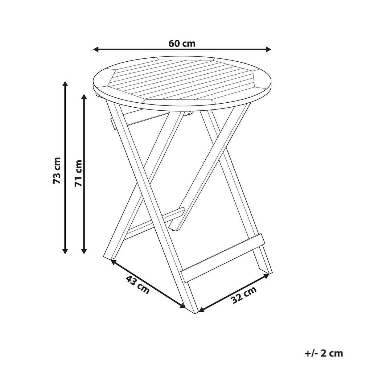 BALKONTISCH Heller Holzfarbton Prossedi - Hellbraun, Holz (60/60/73cm) - Beliani