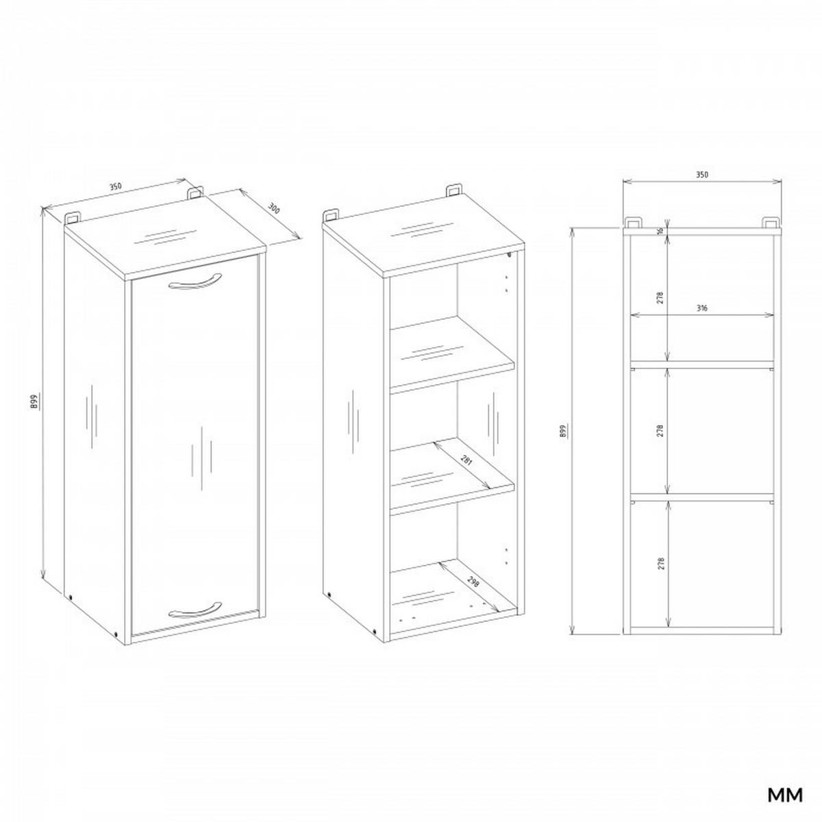 HÄNGESCHRANK Weiß 35/67/30 - Weiß, Holzwerkstoff (35/67/30cm) - RAUMHIRSCH FURNITURE