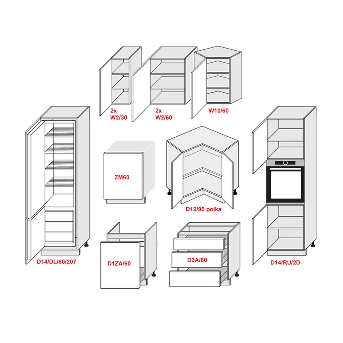 WINKELKÜCHE Kvantum weiß matt, Arbeitsplatte Eiche Sonoma 270 / 230 / 207cm 11-teilig - Weiß/Braun, Holzwerkstoff/Metall (270/207/230cm) - Feldmann-Wohnen