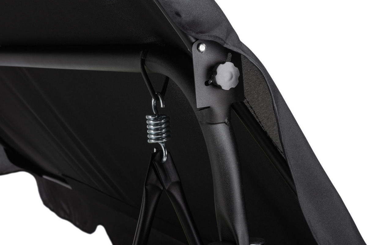 HOLLYWOODSCHAUKEL mit Sonnendach, 170/110/153 cm, 3 Personen, 2 Kissen, bis 200 kg - Goldfarben/Schwarz, Textil/Metall (170/153/110cm) - Luverno