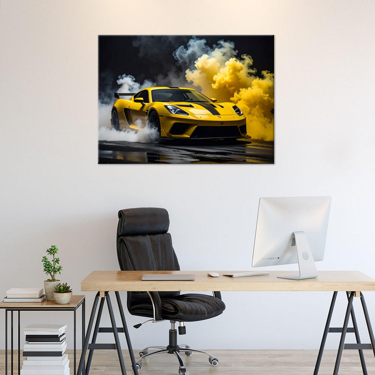 LEINWANDBILD Kraftfahrzeuge 90x60cm - Gelb, Textil (90/60cm) - Feeby