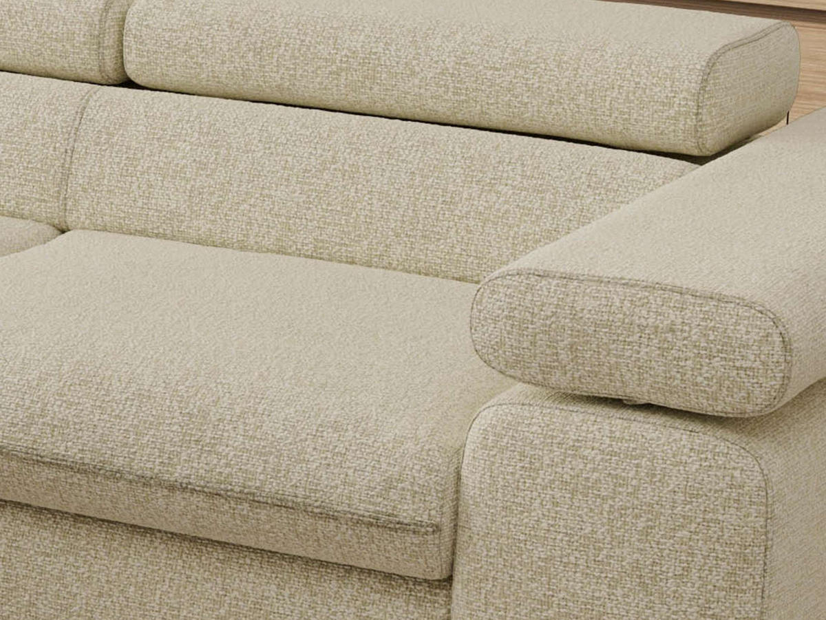 ECKSOFA PABLO L Creme Struktur - Links Seite - Creme/Schwarz, Textil/Metall (208/273cm) - MKS