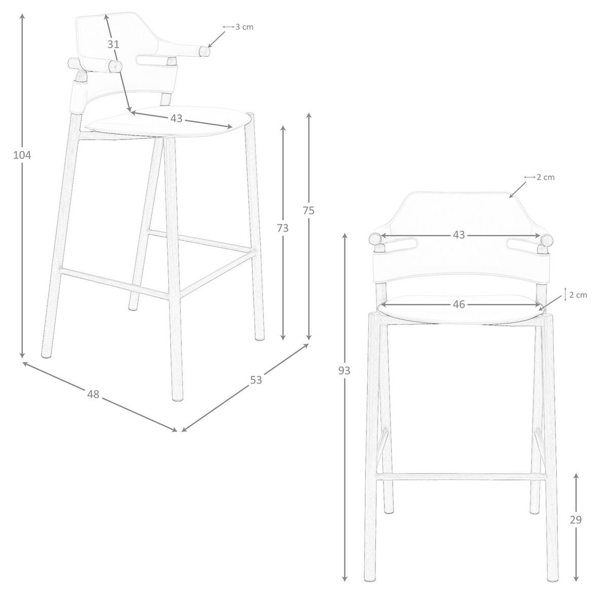 BARHOCKER Hocker aus regeneriertem Leder in Sandfarbe 53/48/104 cm - Sandfarben/Gelb, Leder/Holzwerkstoff (53/104/48cm) - ANGEL CERDA