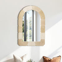 BOGENFÖRMIGER Wandspiegel 78cm H - Beige/Hellgelb, Holz/Kunststoff (78/3/52cm) - Hometopia