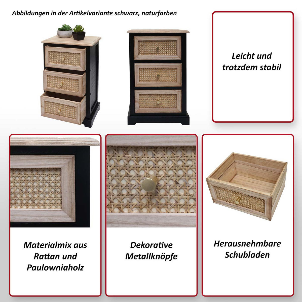 KOMMODE Schwarz, Braun - Schwarz/Braun, Holz (40/63/28cm) - MCW