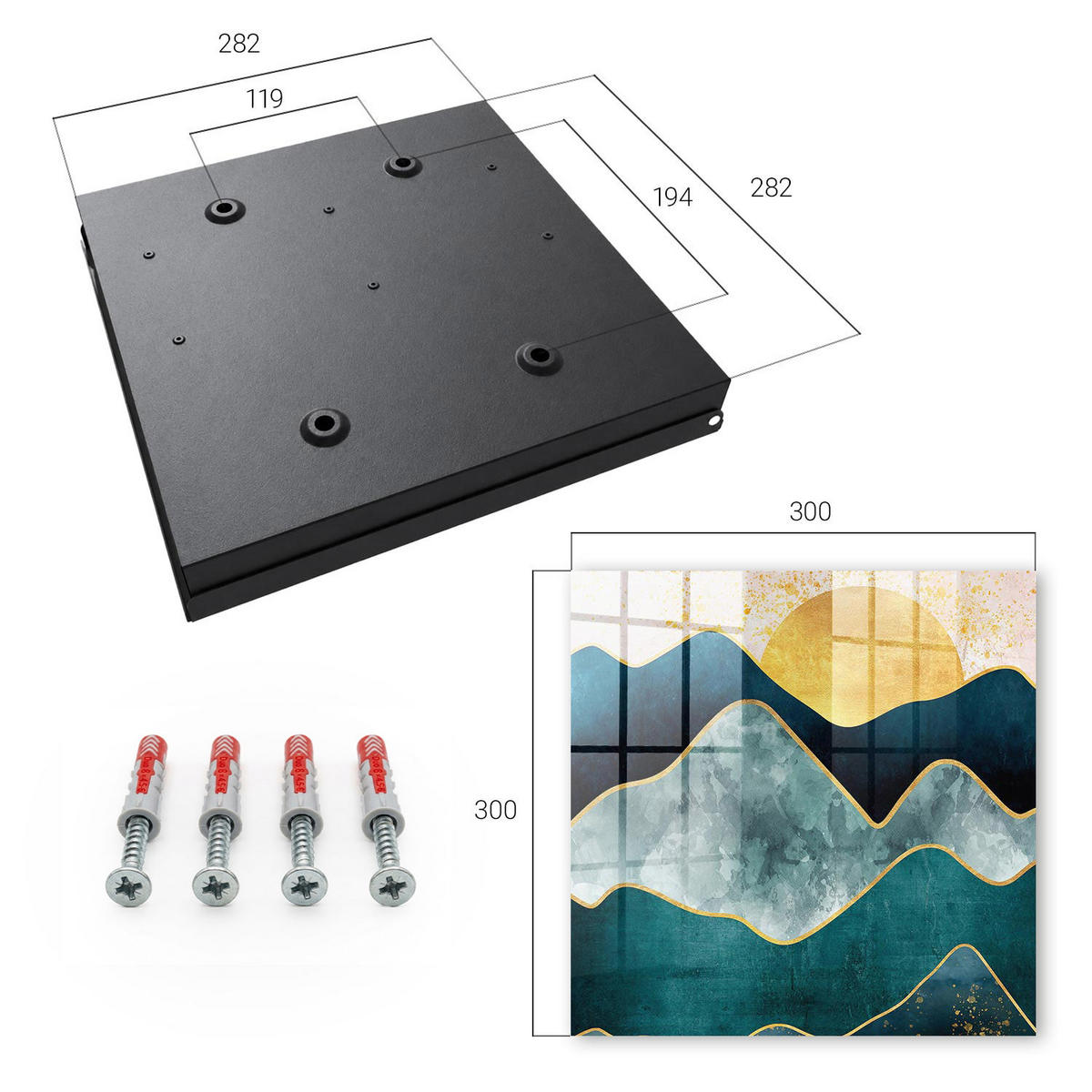 SCHLÜSSELBOX Schwarz 30x30 cm- Türöffnung nach rechts - Bergabstraktion - Blau, Metall (30/30/5cm) - TULUP