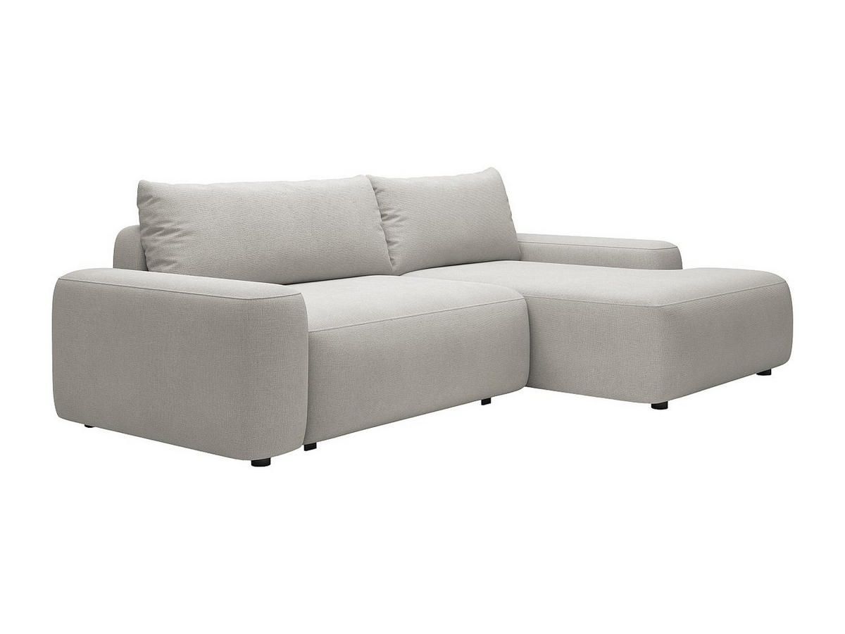 ECKSOFA mit Schlaffunktion - Ecke rechts - Strukturstoff - Hellgrau - DAVISO - Hellgrau, Textil (264/162cm) - Vente-Unique
