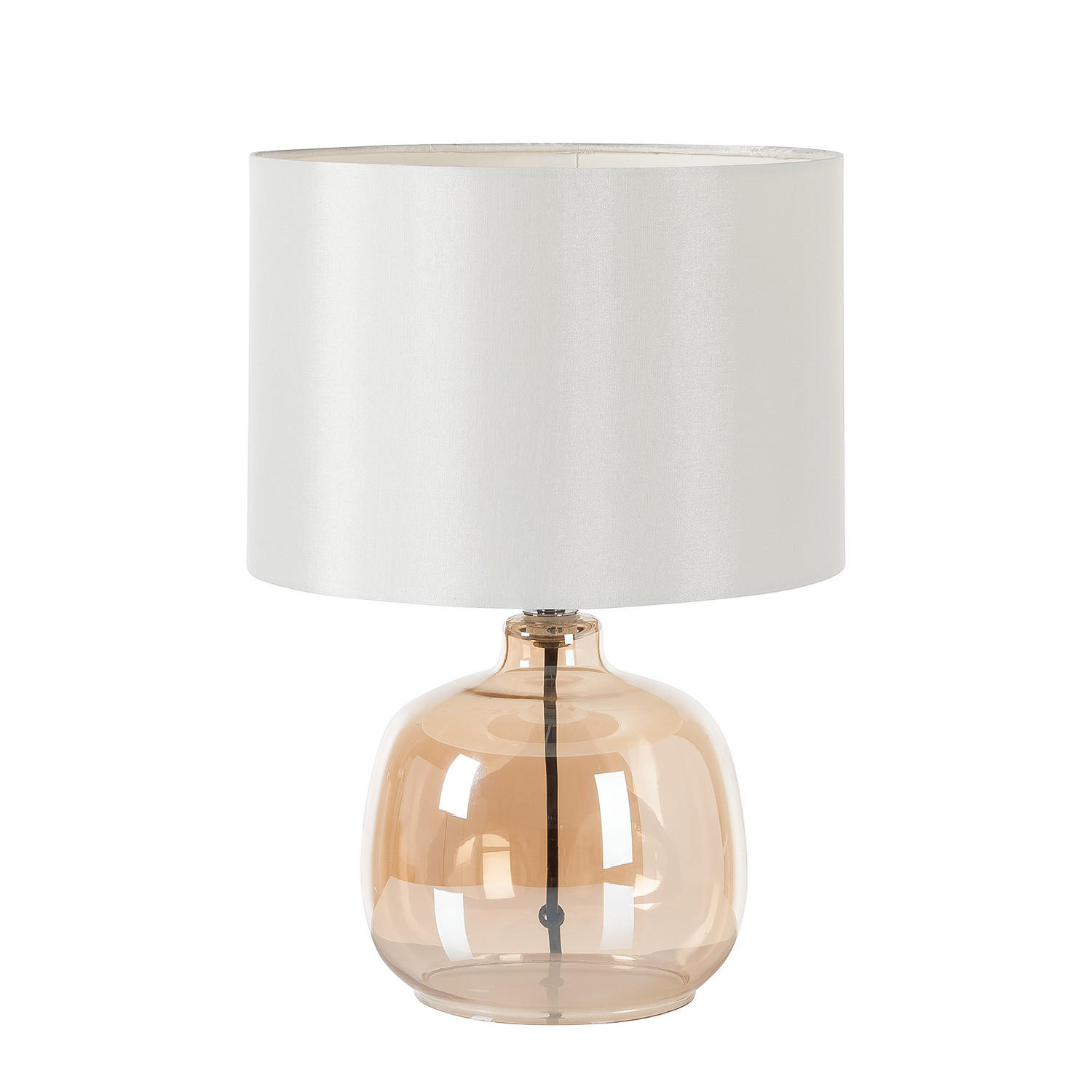 TISCHLEUCHTE - Glas / Baumwollstoff, 1-flammig - Weiß, Textil (26/26/37cm) - home24