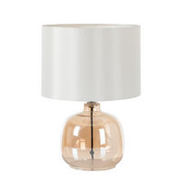 TISCHLEUCHTE - Glas / Baumwollstoff, 1-flammig - Weiß, Textil (26/26/37cm) - home24