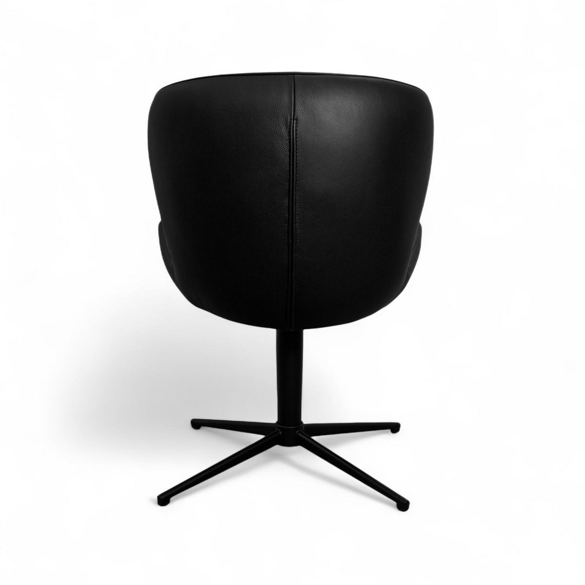 STUHL-SET 2 Stück in Echtleder Schwarz - Schwarz, Leder/Metall (57/83/63cm) - Furnhouse