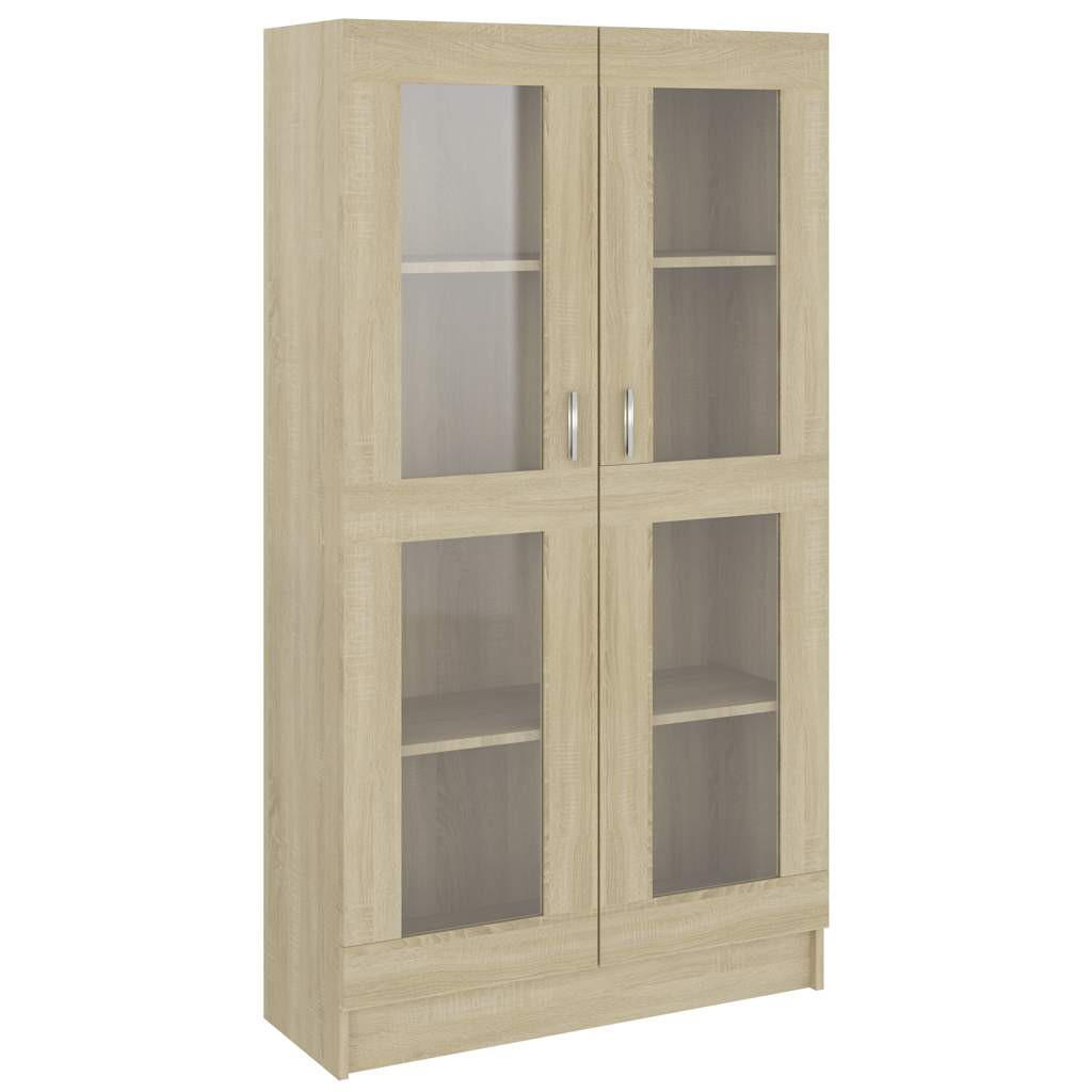 VITRINENSCHRANK mit 4 Fächern, 2 Glastüren 82,5/30,5/150 cm aus Holzwerkstoff Sonoma-Eiche Dekor - Sonoma Eiche, Holz (82.5/150/30.5cm) - vidaXL