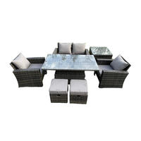 GARTENSOFA Hohe Rückenlehne Polyrattan Dunkelgrau 6-Sitzer - Dunkelgrau, Metall - Fimous