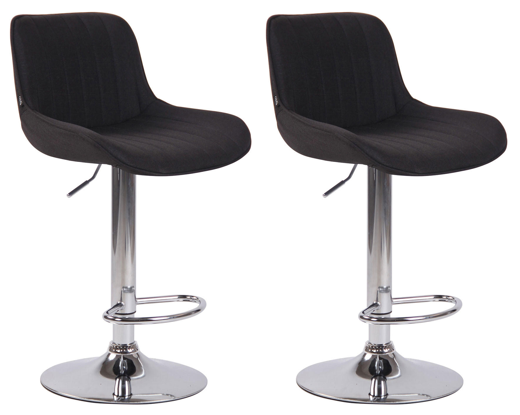 BARHOCKER 2er Set Stoff schwarz - Chromfarben/Schwarz, Textil/Metall (50/86/50cm) - CLP