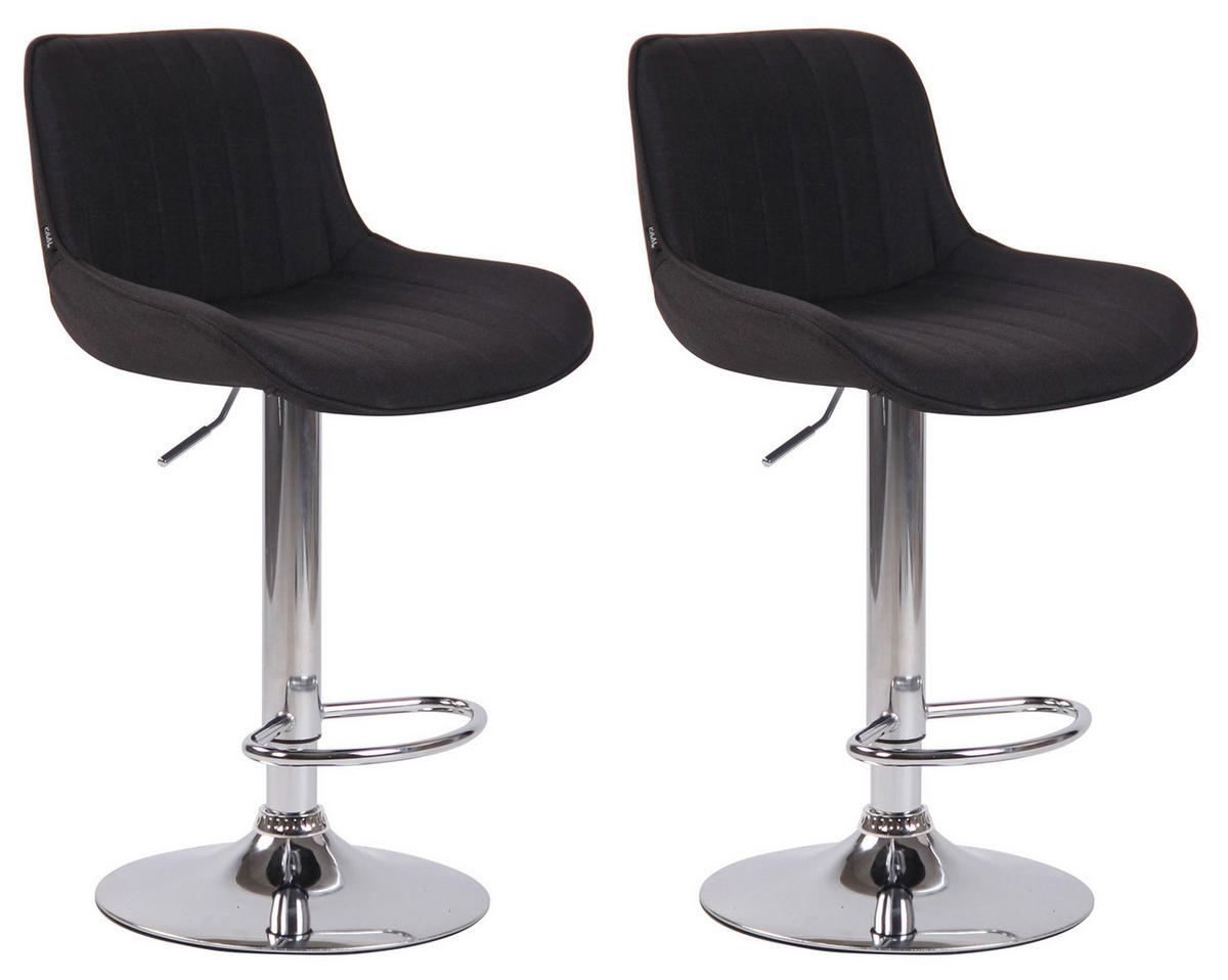 BARHOCKER 2er Set Stoff schwarz - Chromfarben/Schwarz, Textil/Metall (50/86/50cm) - CLP
