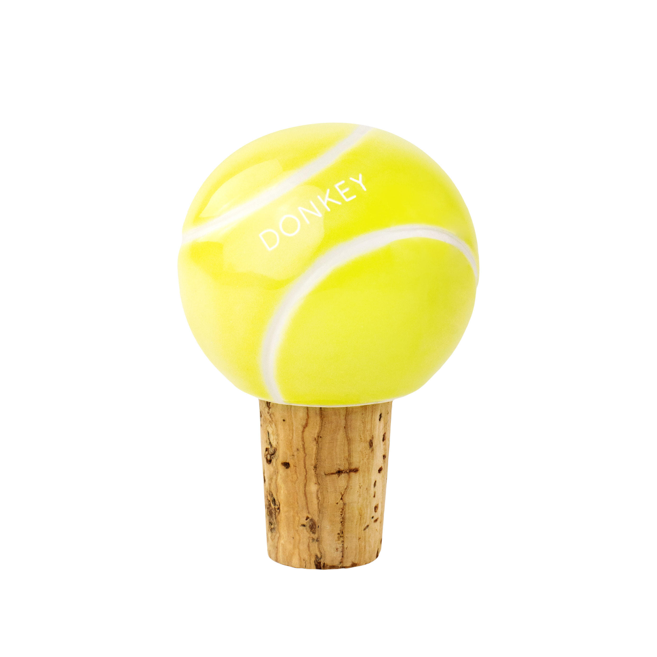 FLASCHENVERSCHLUSS Tennisball, Porzellan, Kork, Gelb - Gelb, Keramik (4.5/6.5/4.5cm) - Donkey Products