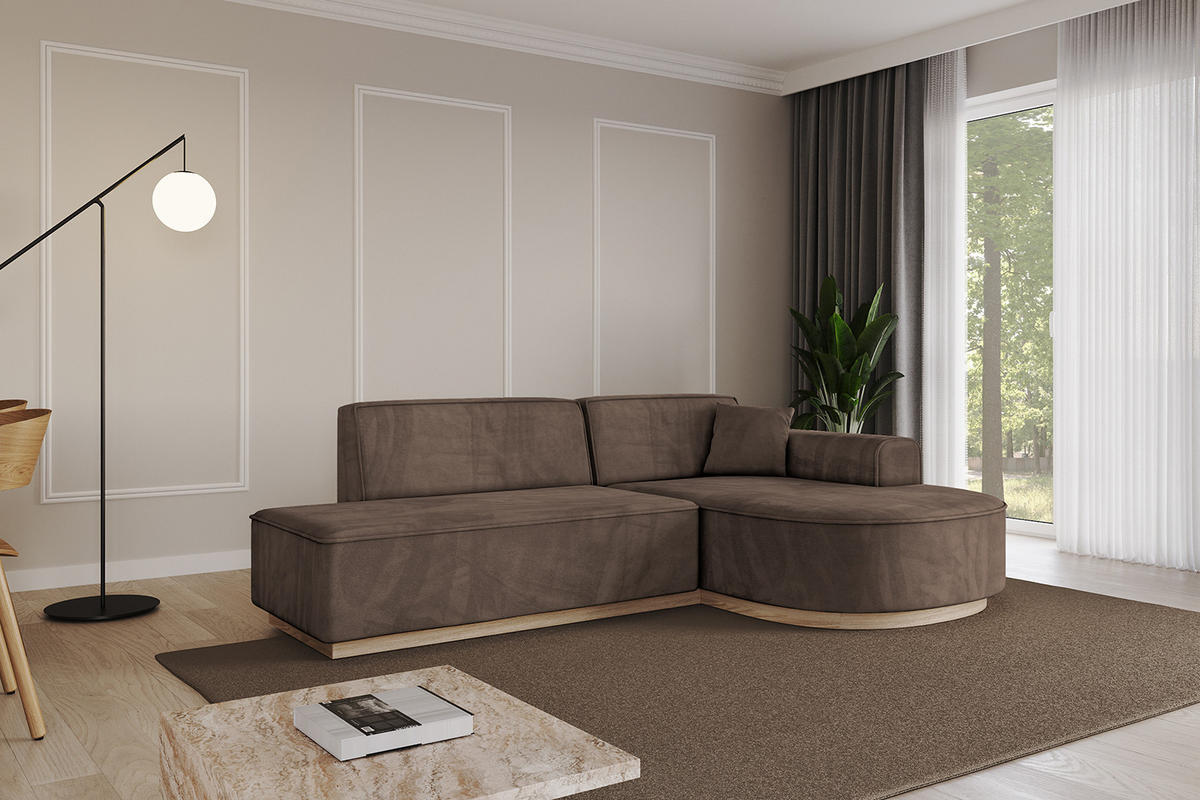 ECKSOFA Ottomane Rechts ARRIO-L1 - 243x171x83 cm Braun - Braun, Holzwerkstoff/Textil (243/171cm) - ALTDECOR