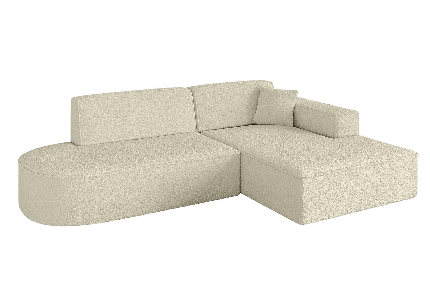 ECKSOFA Ottomane Rechts IREA-L1-v4 - 232x165x77 cm Beige - Creme, Holzwerkstoff/Textil (232/165cm) - ALTDECOR