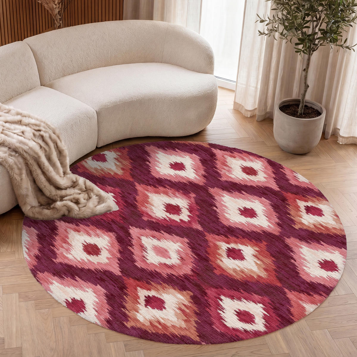 OnlyWow TEPPICH - Diamantformen - Rosa - Muster - Textur