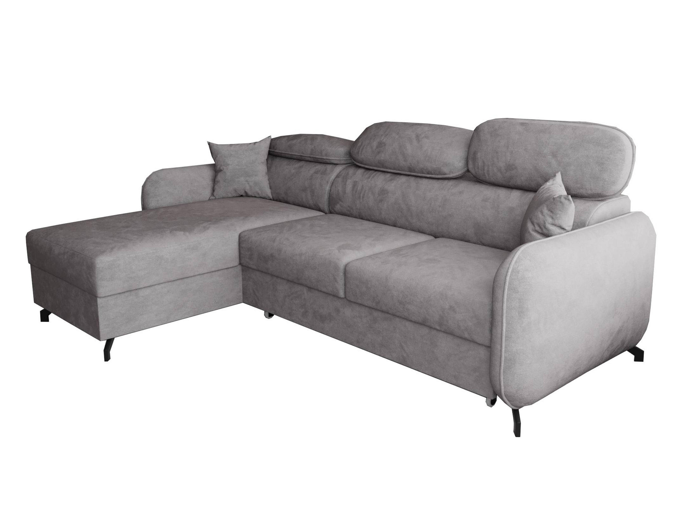 ECKSOFA L Form Ribella 5 Grau 265/180/100 cm Links mit Schlaffunktion - Hellgrau/Schwarz, Textil/Metall (180/265cm) - AX Living