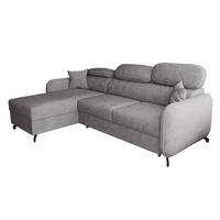ECKSOFA L Form Ribella 5 Grau 265/180/100 cm Links mit Schlaffunktion - Hellgrau/Schwarz, Textil/Metall (180/265cm) - AX Living