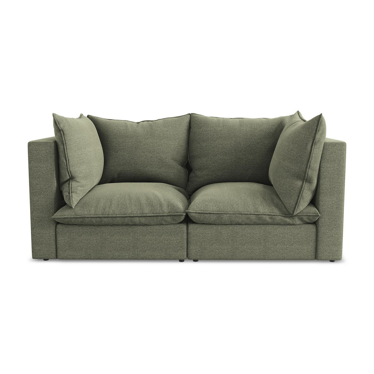 2-SITZER-SOFA Bouclé Stoff Grün - Schwarz/Olivgrün, Holzwerkstoff/Kunststoff (180/77/90cm) - LaMiaSofa