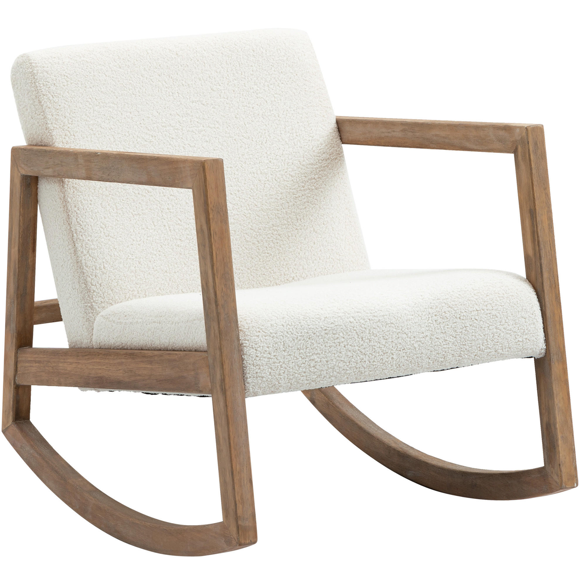 SCHAUKELSTUHL 60/81/71 cm mit Polsterung aus Kautschukholz, bis 150 kg belastbar - Creme, Textil (81/71/60cm) - BEAOK