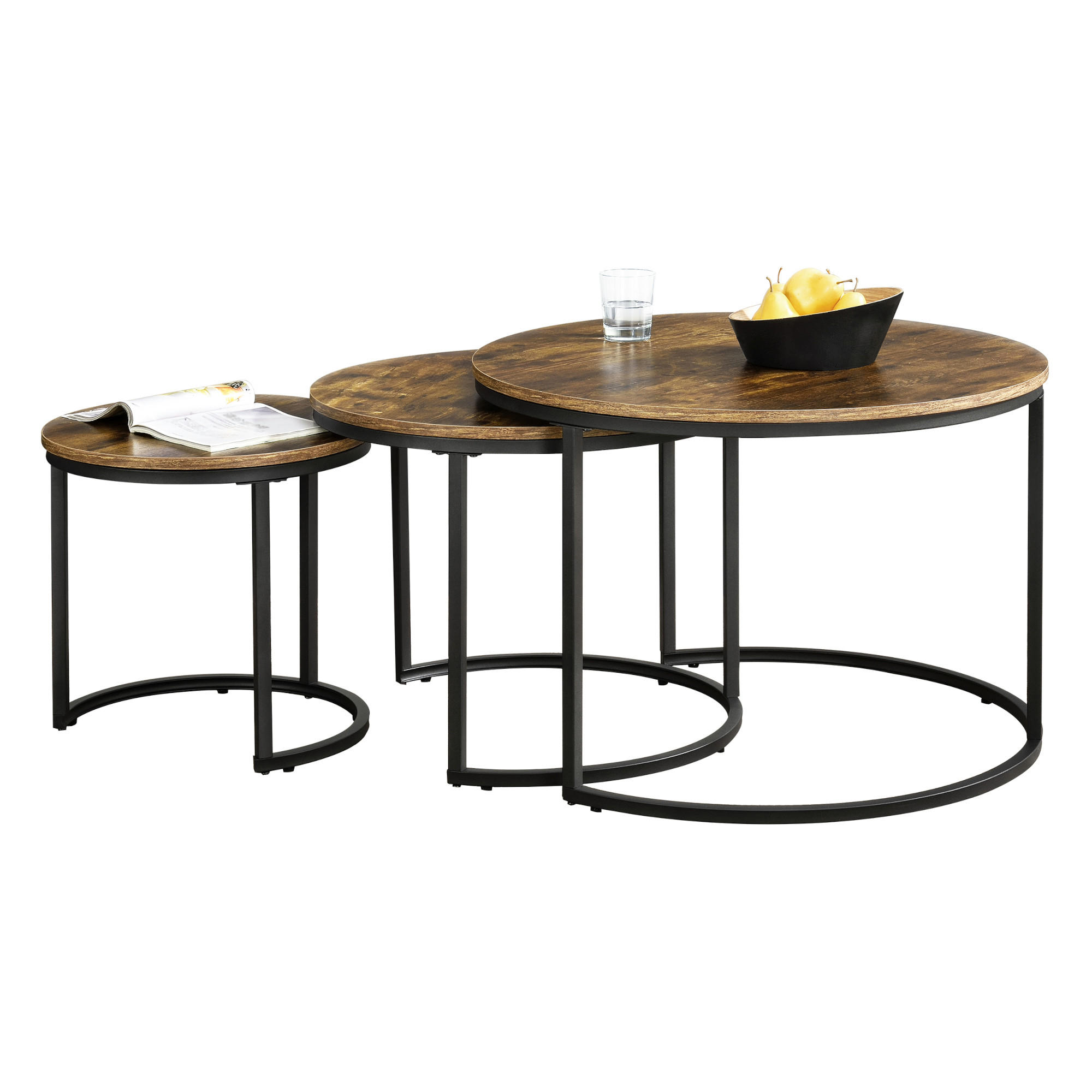 COUCHTISCH SET Arvidsjaur SET 3-teilig 78/78/55 - Braun, Holzwerkstoff (78/78/55cm) - [en.casa]