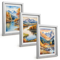 BILDER SET 3er Set - 20x30 cm Silberner Rahmen - Gebirgsflüsse, Herbstbäume - Silberfarben, Kunststoff (20/30cm) - TULUP