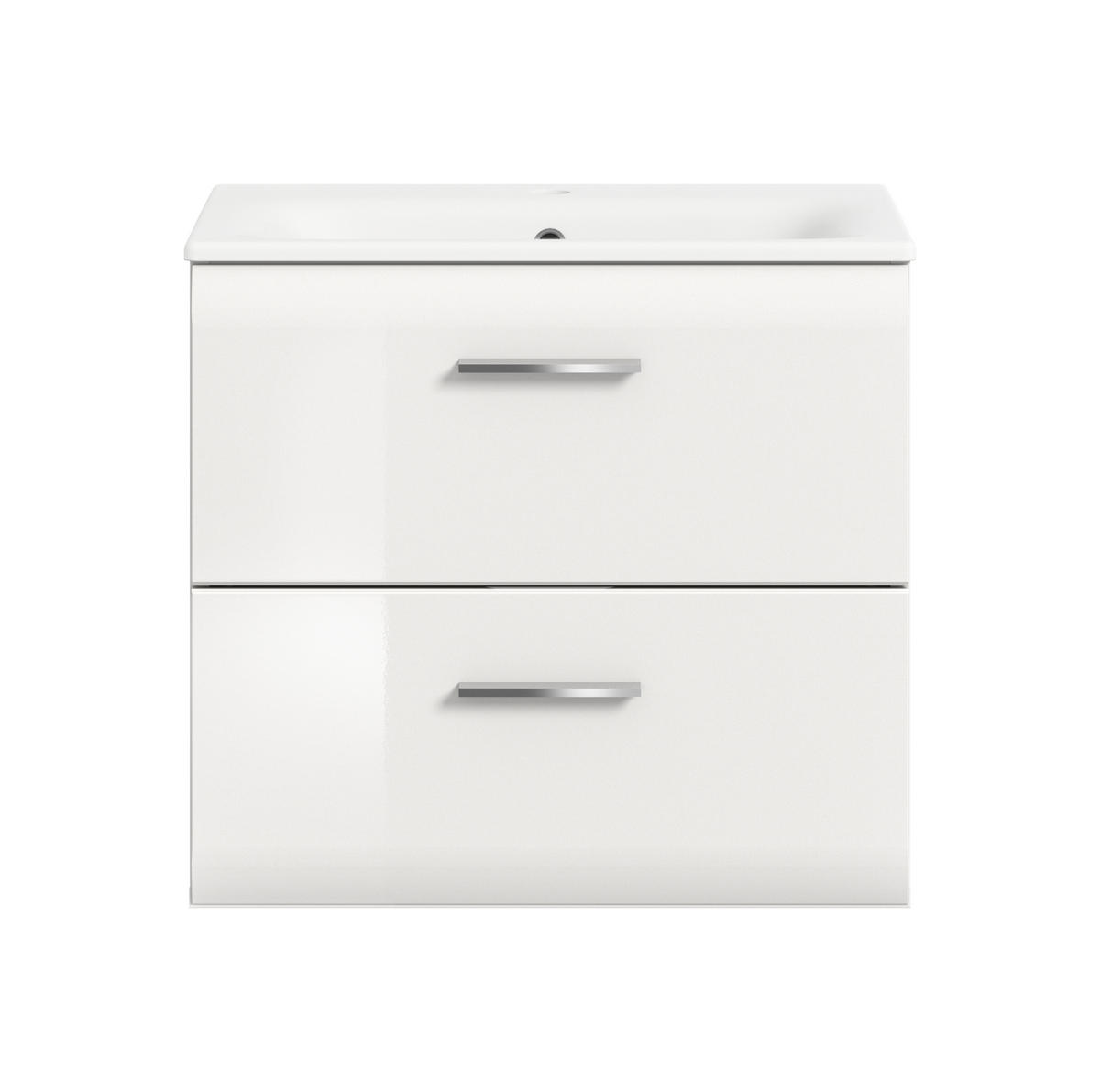 WASCHTISCH inkl. Waschbecken ICE (B/H/T: ca. 60/55/46 cm) in Weiß/weiß hochglanz - Weiß, Holzwerkstoff (60/55/46cm)