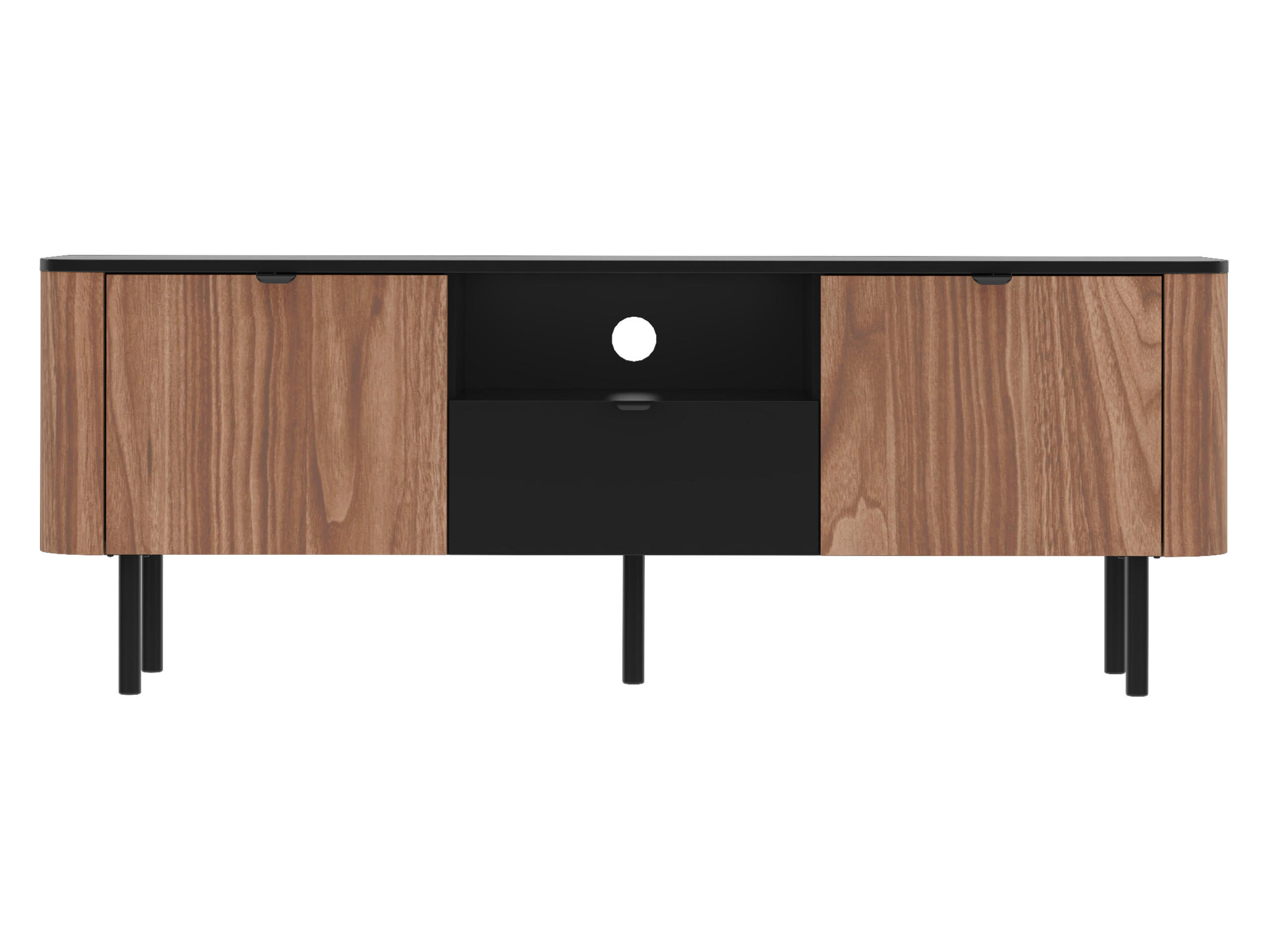 TV-ELEMENT Pero 150 02 - Nussbaumfarben/Schwarz, Holzwerkstoff/Metall (151/55/39cm) - MIRJAN24