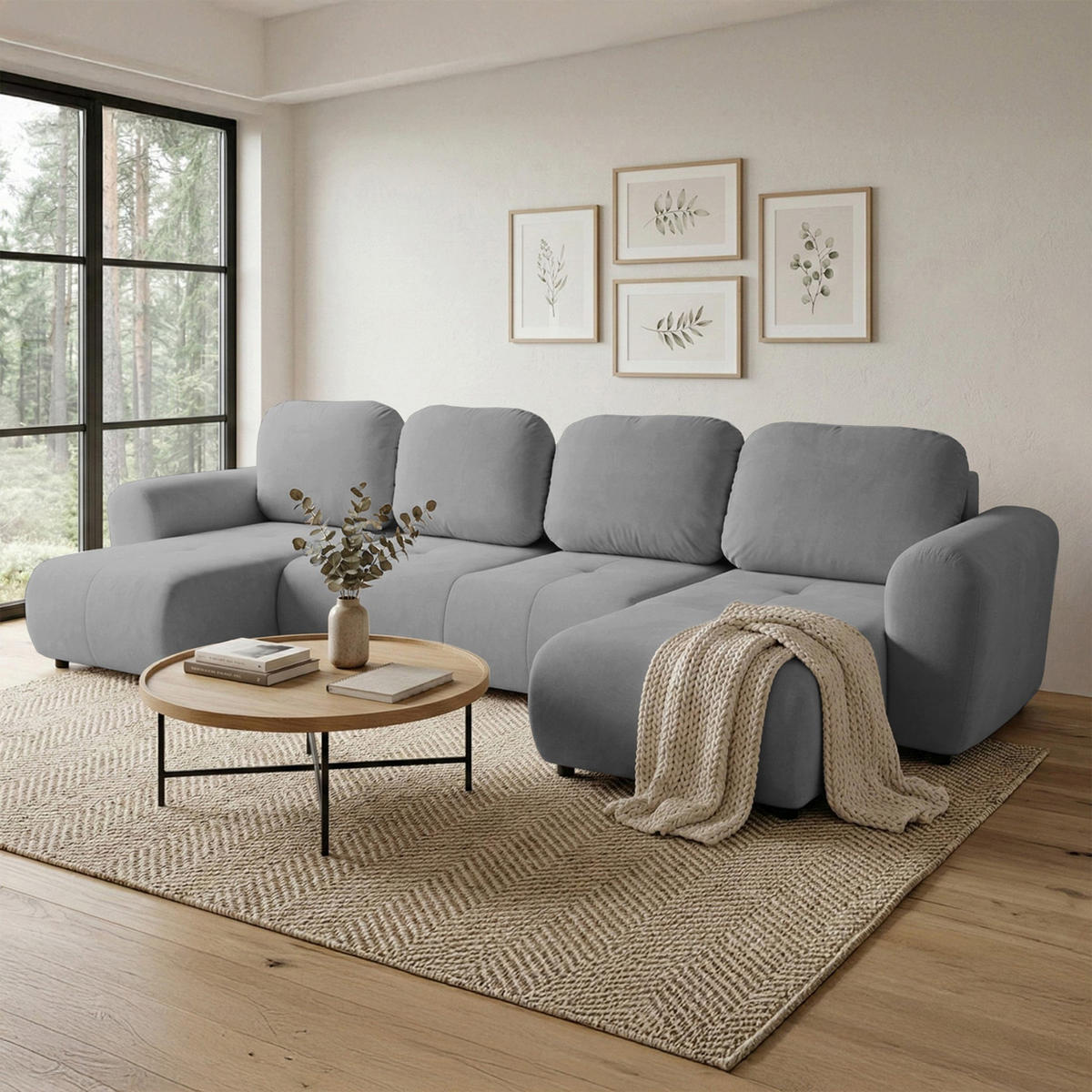 WOHNLANDSCHAFT Olido Grau - Grau, Kunststoff/Textil (315/82/150cm) - Selsey