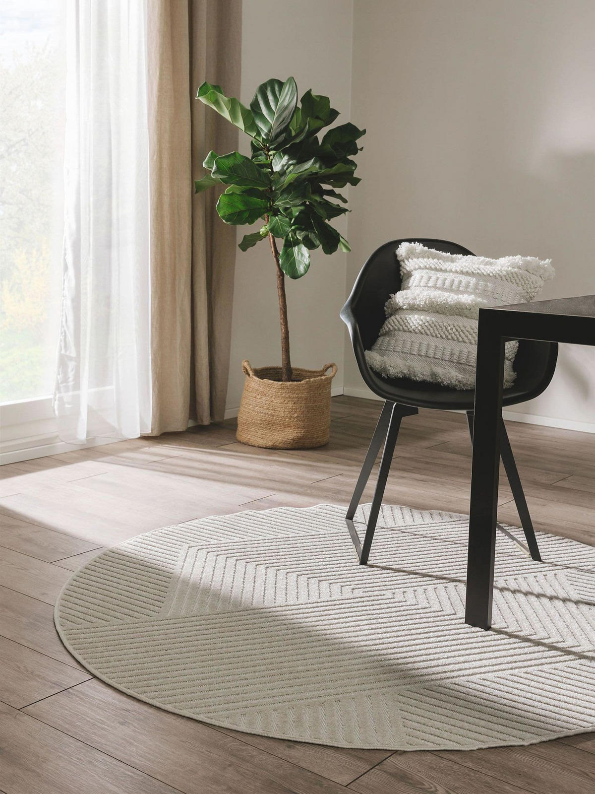 OUTDOORTEPPICH rund Mars Cream ø 160 cm rund - Beige, Kunststoff (160/1cm) - KUNSTLOFT