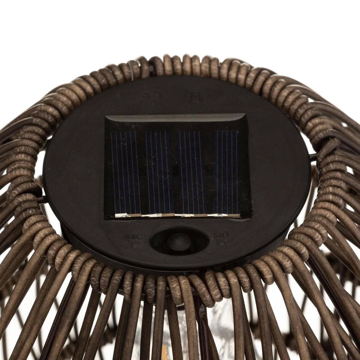 SOLAR-LATERNE geflochten Ø 21 cm braun - Braun, Metall (21/21/32cm) - Atmosphera Createur d´interieur