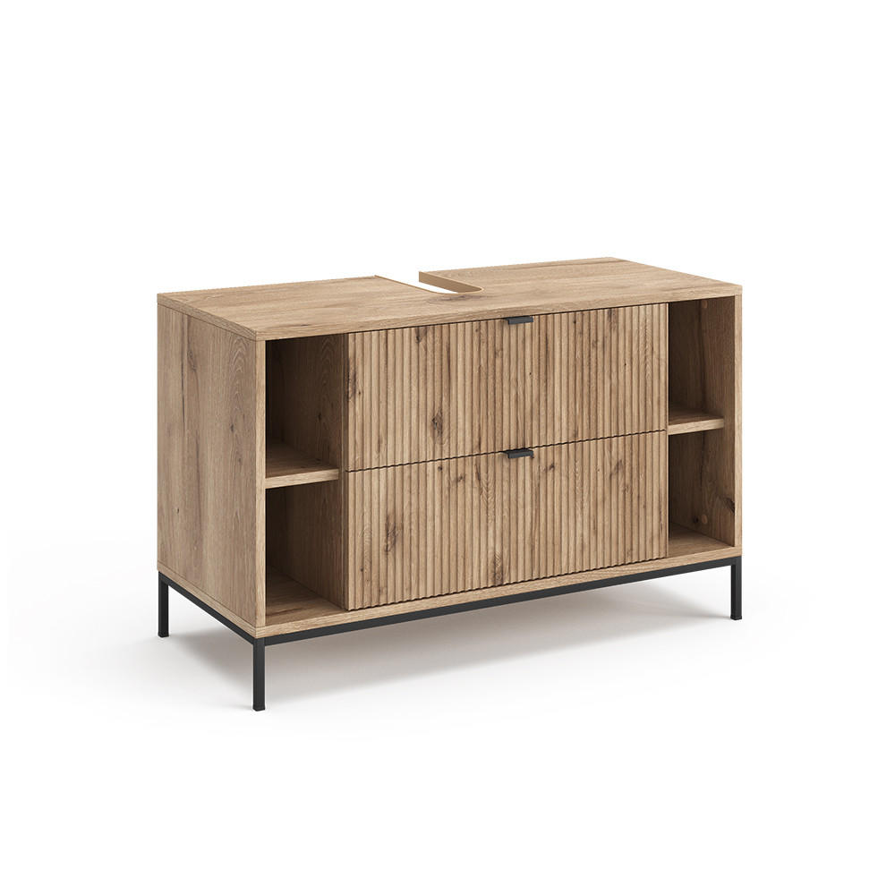 WASCHBECKENUNTERSCHRANK Eliza Viking Oak 100 x 63 cm mit 2 ausziehbaren Schubladen - Eichefarben, Holzwerkstoff (100/63/45.1cm) - Vicco