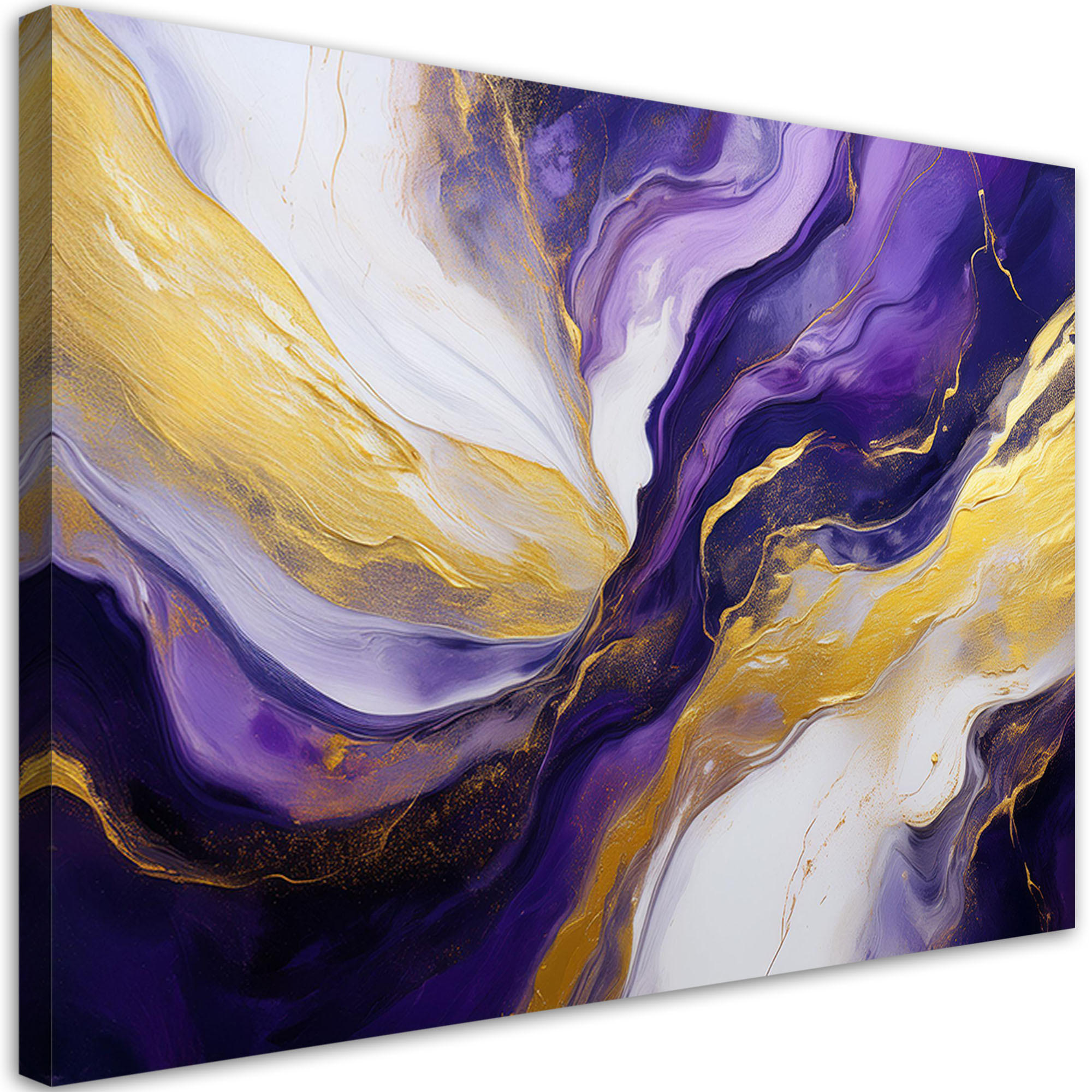 WANDBILD abstrakte marmorstruktur lila gold - Multicolor, Textil (60/40cm) - Feeby