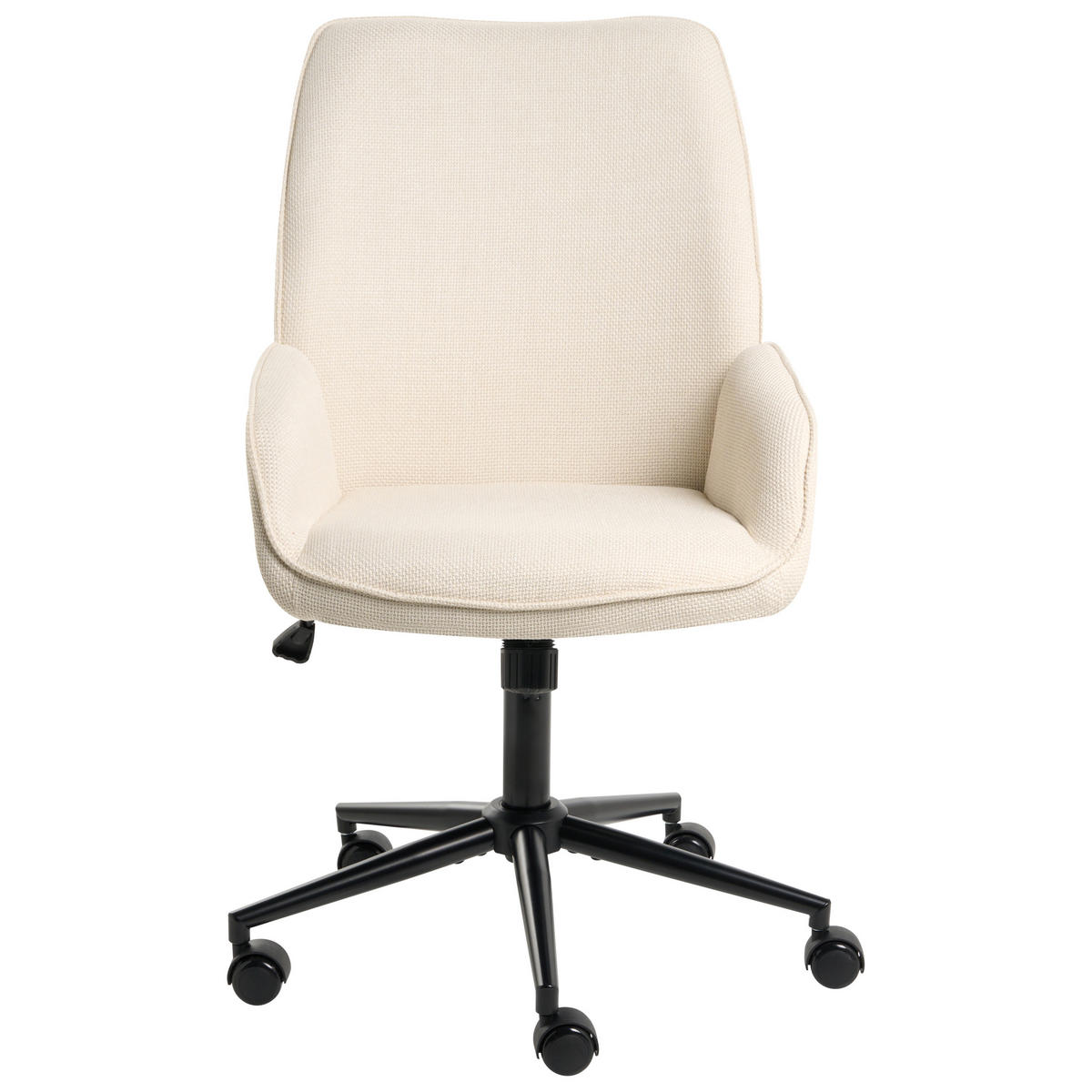 BÜROSTUHL Kunstleinen Cremeweiß Castile - Weiß, Textil (64/96/64cm) - Beliani
