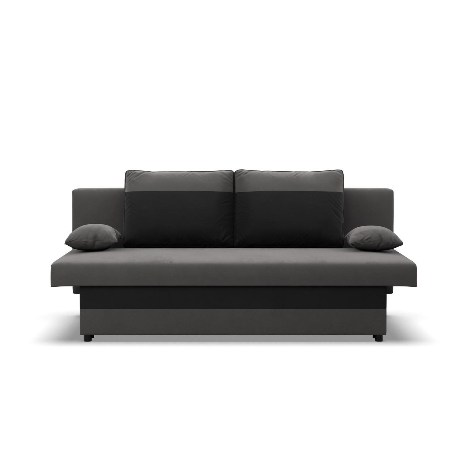SOFA 3-SITZER MIT SCHLAFFUNKTION NOLA Grau/Schwarz - Schwarz/Grau, Textil (86/85/191cm) - Mebligo