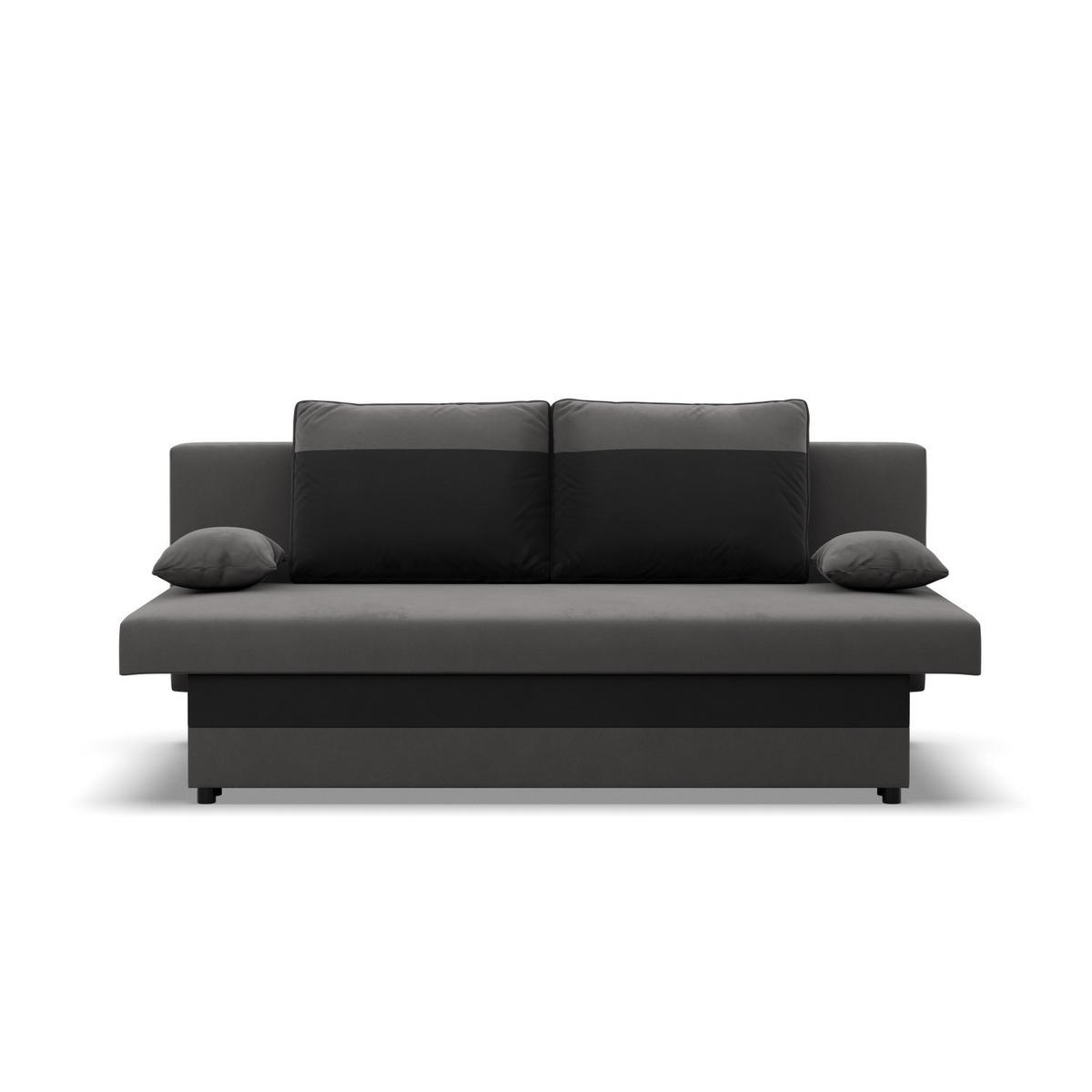 SOFA 3-SITZER MIT SCHLAFFUNKTION NOLA Grau/Schwarz - Schwarz/Grau, Textil (86/85/191cm) - Mebligo