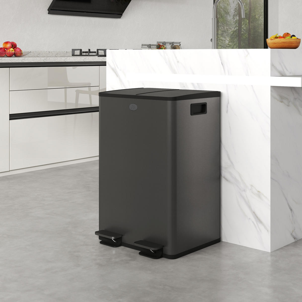 MÜLLEIMER Edelstahl Kunststoff Schwarz - Schwarz, Metall (36/67.6/45.8cm) - HOMCOM