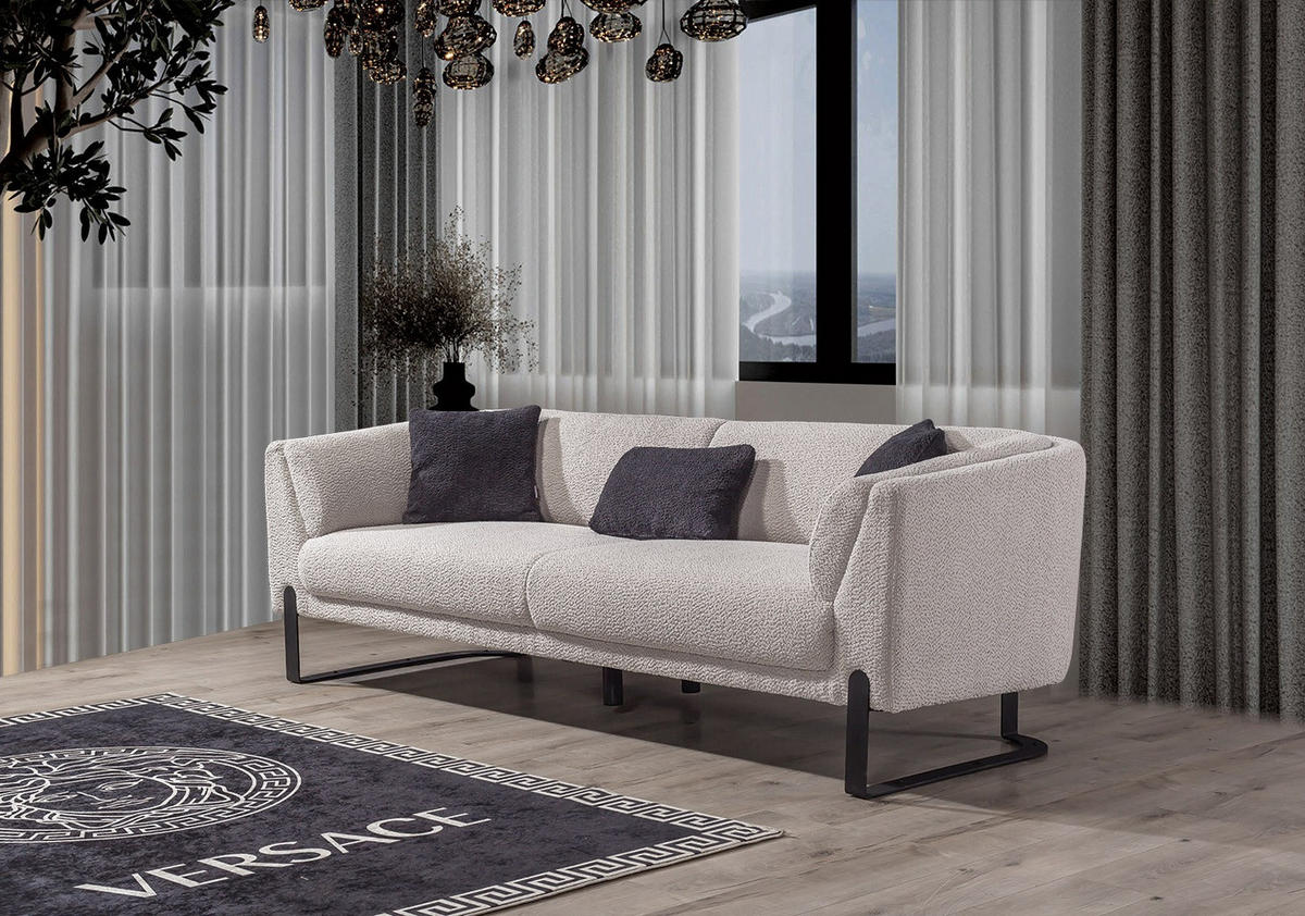 2-SITZER Sofa SILVANA, Cremeweiß - Beige, Textil/Metall (195/75/86cm) - Villa Möbel