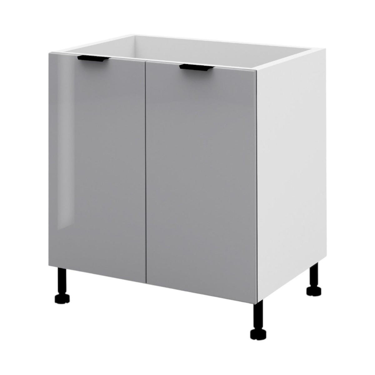 KÜCHENUNTERSCHRANK – 80 cm – D80 – Lunara – Grau Hochglanz - Grau, Holzwerkstoff (80/72/52cm) - hi-markt