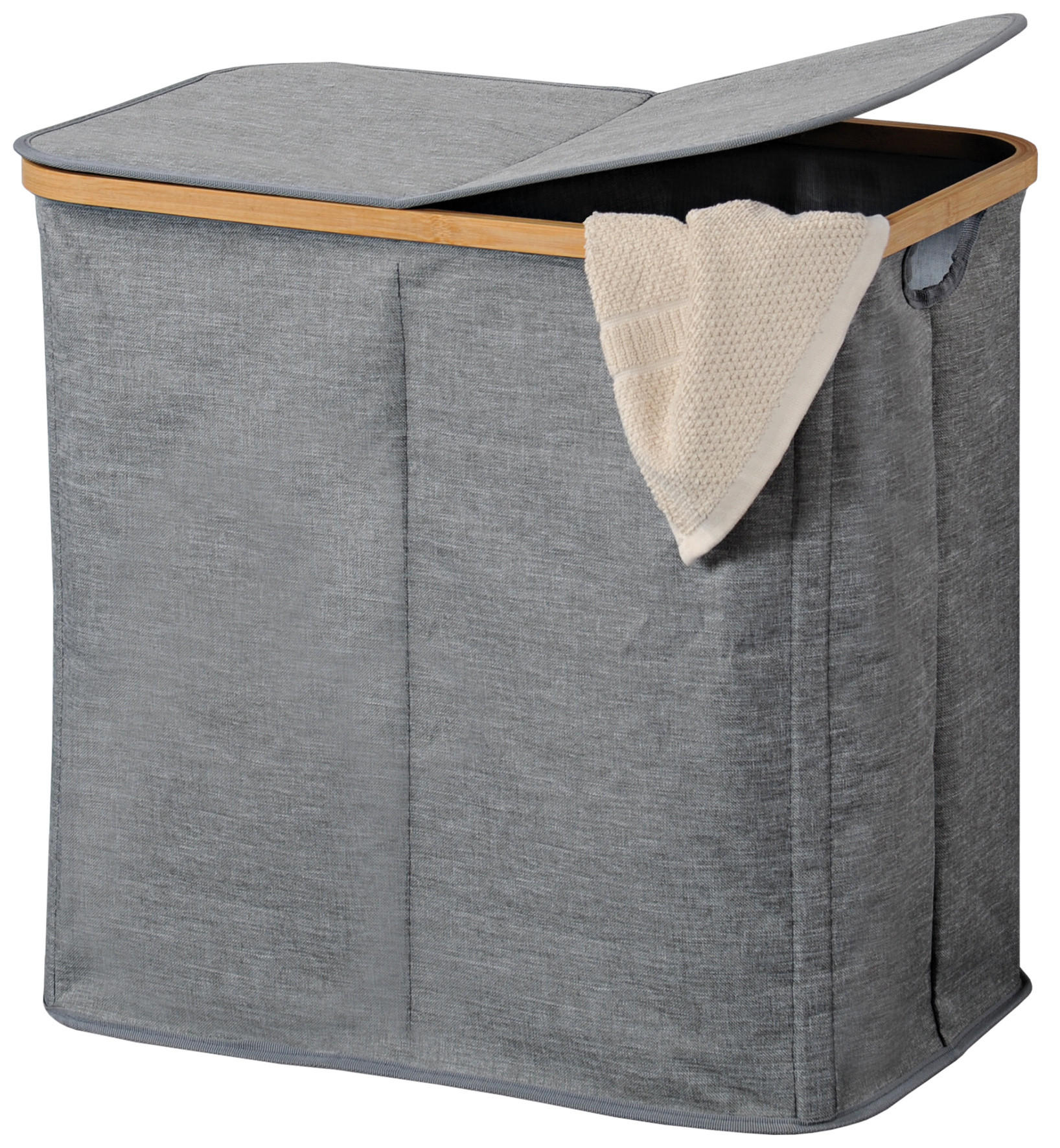 WÄSCHESAMMLER mit 2 Kammern 50/33/54,5 cm - Grau, Textil (33/54.5/50cm) - Kesper